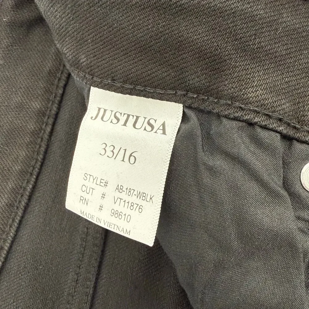 Just USA Jeans Women’s Size 33/16 Black Mid Rise Slim Straight Leg Raw Hem NWT